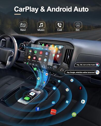 ترقية راديو السيارة 13.1 بوصة لسيارة Chevy Silverado & GMC Sierra 2014-2018، CarPlay Android Auto، وحدة رأس Android 13 مع WiFi SWC GPS 1080P كاميرا احتياطية 4+64 جيجابايت - أسود in Kuwait