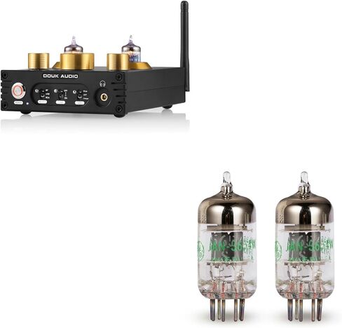 Douk Audio P1 Vacuum Tube Preamp & GE JAN 5654W حزمة الأنابيب المتطابقة: ترقية صوت ممتازة مع بلوتوث APTX-HD، USB DAC، مضخم صوت سماعة الرأس in Saudi Arabia