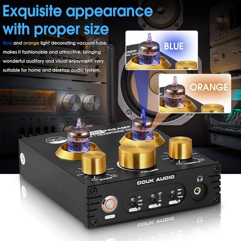 Douk Audio P1 Vacuum Tube Preamp & GE JAN 5654W حزمة الأنابيب المتطابقة: ترقية صوت ممتازة مع بلوتوث APTX-HD، USB DAC، مضخم صوت سماعة الرأس in Saudi Arabia