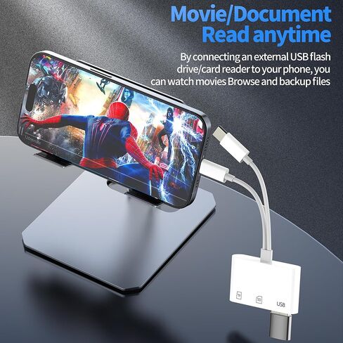 قارئ بطاقة SD لجهاز iPhone 16 محول Lightning USB C (3in2) USB عصا ذاكرة الكاميرا الرقمية لأجهزة Apple لجهاز iPad ملحقات الهاتف محرك فلاش نوع C كابل OTG TF MacBook متوافق مع Samsung in Kuwait