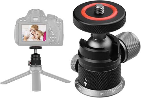 Heavy Duty Aluminum Ball Head 360 Degree Panning Camera Mount with 1/4 Screw for DSLR Smartphone 6.6lbs Weight Capacity Small Ball Head Tripod Adapter in Saudi Arabia