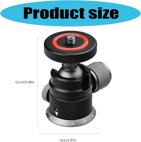 Heavy Duty Aluminum Ball Head 360 Degree Panning Camera Mount with 1/4 Screw for DSLR Smartphone 6.6lbs Weight Capacity Small Ball Head Tripod Adapter in Saudi Arabia