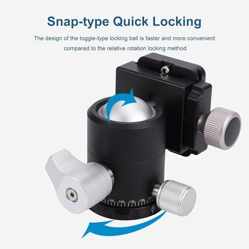Yunseity Tripod Ball Head, 30mm Metal Ball Head with 360 Degree Panoramic Base and Arca Type Plate, for DSLR Camera Tripod Monopod Load 8KG in Saudi Arabia