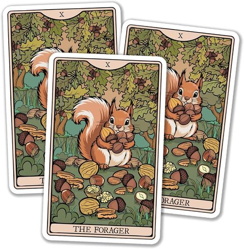 Forager Squirrel Tarot Card Sticker, 3.5" Foraging Squirrels Vinyl Decal Stickers, Animals Nature Waterproof Decals for Laptop, Car, Water Bottle in Saudi Arabia