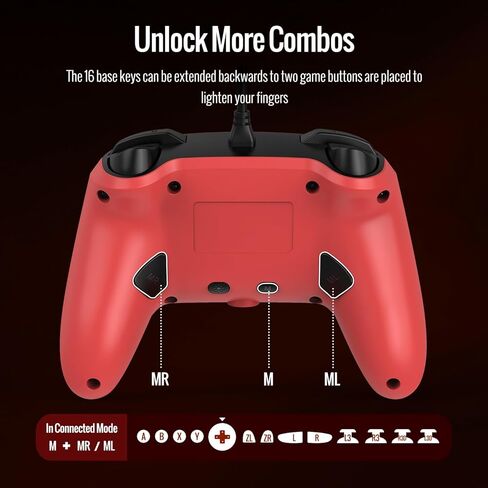 BETMI RGB وحدة تحكم سلكية احترافية للمحول 2 مع مستشعر حركة 9 محاور/زر C/عصا تحكم بتأثير القاعة/إضاءة LED/اهتزاز مزدوج/مقبس استريو مدمج/ماركو، لوحة ألعاب مناسبة للتبديل/Lite/OLED/الكمبيوتر (أحمر) in Kuwait