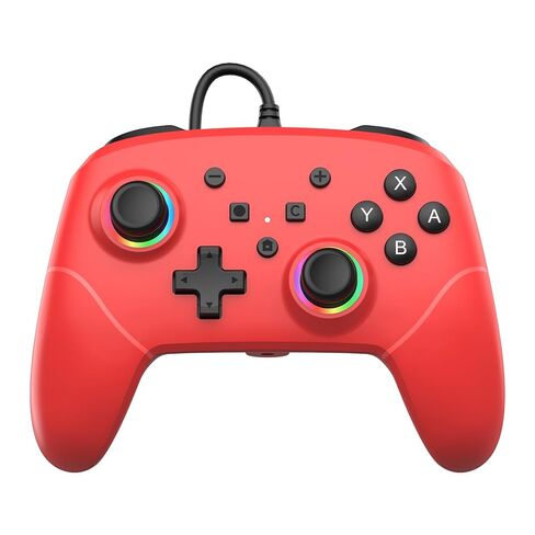 BETMI RGB وحدة تحكم سلكية احترافية للمحول 2 مع مستشعر حركة 9 محاور/زر C/عصا تحكم بتأثير القاعة/إضاءة LED/اهتزاز مزدوج/مقبس استريو مدمج/ماركو، لوحة ألعاب مناسبة للتبديل/Lite/OLED/الكمبيوتر (أحمر) in Kuwait