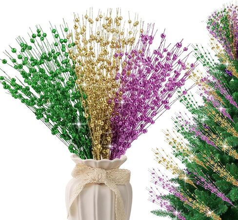 N&T NIETING 10 Pack Artificial Glitter Berry Stem Ornaments 15.7 Inchs Christmas Tree Picks, Christmas Home Decor Wreath Winter Décor Fireplace Holiday Crafts Berries Decoration in Saudi Arabia