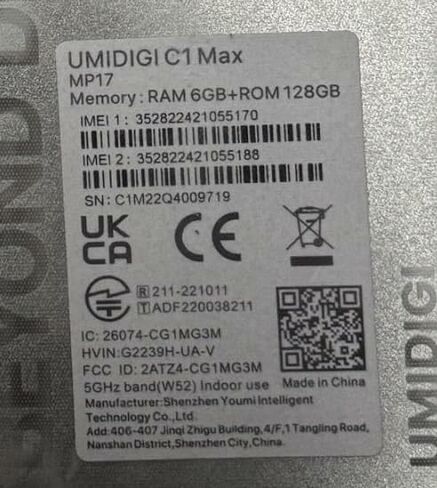 هاتف ذكي UMIDIGI مقاس 6.5 بوصة غير مقفل، 6+126 جيجابايت، بطارية طويلة الأمد بقدرة 5150 مللي أمبير في الساعة، كاميرا رئيسية بدقة 50 ميجابكسل، كاميرا سيلفي بدقة 8 ميجابكسل، بطاقة SIM مزدوجة غير مقفلة، أندرويد in Kuwait