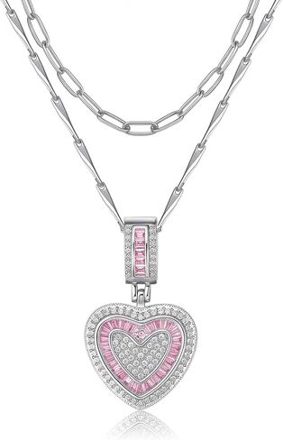 MEIITRUE Heart Necklaces for Women Trendy 14k Gold Plated Dainty Layered Chain Necklace Set,Cubic Zirconia Heart Pendant, Stackable Choker Jewelry Gifts for Her in Saudi Arabia