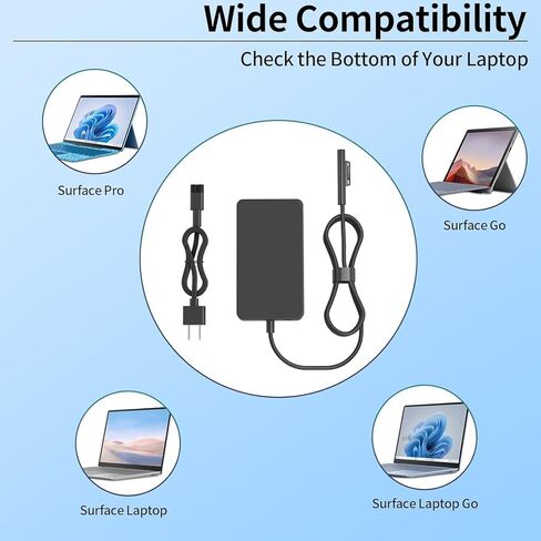 شاحن كمبيوتر محمول 65 واط متوافق مع Microsoft Surface Pro 9 8 7+ 7 6 5 4 3 X Surface Laptop 5 4 3 2 1 Surface Go 3 2 1 مناسب للطراز 1706 1800 1950 1951 1943 1963 1625 1796 1769 1735 محول in Kuwait