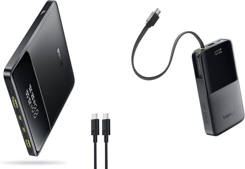 Baseus Laptop Portable Charger 100W 20000mAh 22.5W PD Fast Charging 10000mAh Power Bank Built-in Braided USB C Cable in Saudi Arabia