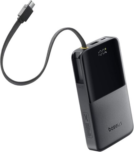 Baseus Laptop Portable Charger 100W 20000mAh 22.5W PD Fast Charging 10000mAh Power Bank Built-in Braided USB C Cable in Saudi Arabia