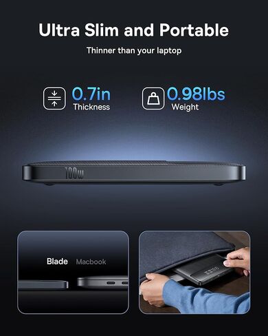 Baseus Laptop Portable Charger 100W 20000mAh 22.5W PD Fast Charging 10000mAh Power Bank Built-in Braided USB C Cable in Saudi Arabia