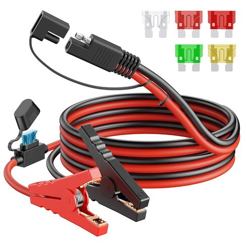 كابل 14AWG 10FT SAE إلى كابل التمساح للبطارية، 12V SAE 2Pin كابل تمساح سريع الفصل مع مصهر 15A للطاقة الشمسية، البطارية، الدراجة النارية، السيارة، RV، وصلة شحن مقاومة للماء للشاحنات in Kuwait