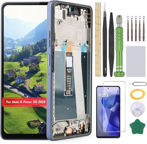 استبدال شاشة لهاتف Motorola Moto G Power 5G 2025 XT2515v XT2515-1XT2515-2 شاشة LCD لهاتف Moto G Power 5G 2025 Incell مجموعة رقمية لشاشة تعمل باللمس (أسود مع إطار) in Kuwait