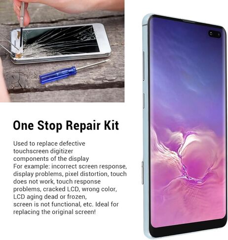 Screen Replacement for S10 Plus SMG975F DS SMG975U G975W G975A 6.4 inch LCD Digital Display Touch Screen Digitizer Assembly Support Fingerprint, with Frame, Repair Tools in Saudi Arabia