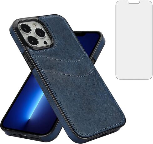 حافظة هاتف Asuwish لهاتف iPhone 13 Pro Max 2021 مقاس 6.7 بوصة مع غطاء واقي شاشة وفتحة رفيعة لحامل البطاقة وملحقات الهاتف المحمول iPhone13promax 5G i Phone13Max Plus iPhone13 ProMax النساء والرجال الأزرق in Kuwait