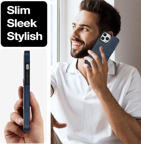 حافظة هاتف Asuwish لهاتف iPhone 13 Pro Max 2021 مقاس 6.7 بوصة مع غطاء واقي شاشة وفتحة رفيعة لحامل البطاقة وملحقات الهاتف المحمول iPhone13promax 5G i Phone13Max Plus iPhone13 ProMax النساء والرجال الأزرق in Kuwait