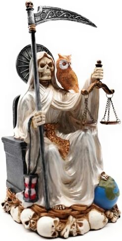تمثال RUSTIX Santa Muerte، تمثال La Santa Muerte، قديس الموت المقدس، رمز مقدس للحماية والروحانية، ديكور ديني جالس، قطعة مذبح Muerte de la Muerte (متعدد الألوان) in Kuwait