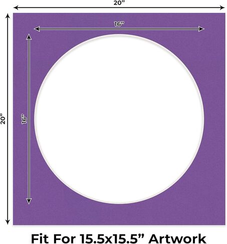 Poster Palooza 20x20 Mat Bevel Cut for 16x16 Photos - Precut Black Circle Shaped Photo Mat Board Opening - Acid Free Matte to Protect Your Pictures - Bevel Cut for Family Photos, Pack of 1 Matboard in Saudi Arabia