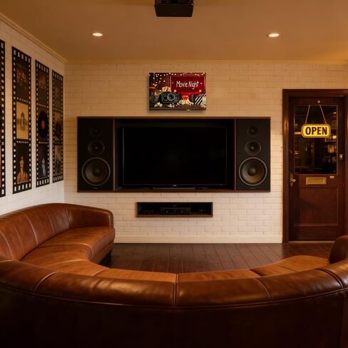 CGXLB Movie Theater Room Decor Movie Sign Canvas Print Retro Cinema Spotlight & Popcorn Posters Home Theater Room Media Film Wall Art 12"x18" in Saudi Arabia