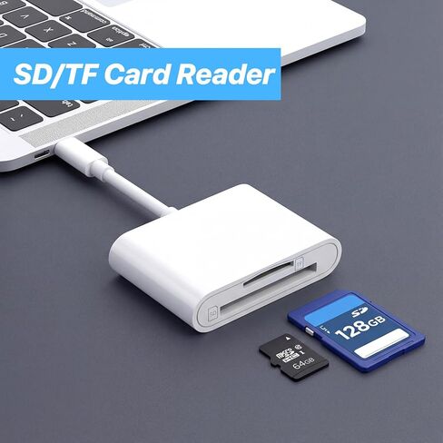قارئ بطاقة USB C SD لهاتف iPhone 17 16/iPad، فتحة مزدوجة USB من النوع C إلى قارئ SD يدعم محول بطاقة الذاكرة SD وMicroSD، التوصيل والتشغيل لمزيد من أجهزة USBC من النوع c in Saudi Arabia