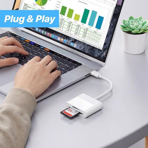 قارئ بطاقة USB C SD لهاتف iPhone 17 16/iPad، فتحة مزدوجة USB من النوع C إلى قارئ SD يدعم محول بطاقة الذاكرة SD وMicroSD، التوصيل والتشغيل لمزيد من أجهزة USBC من النوع c in Saudi Arabia