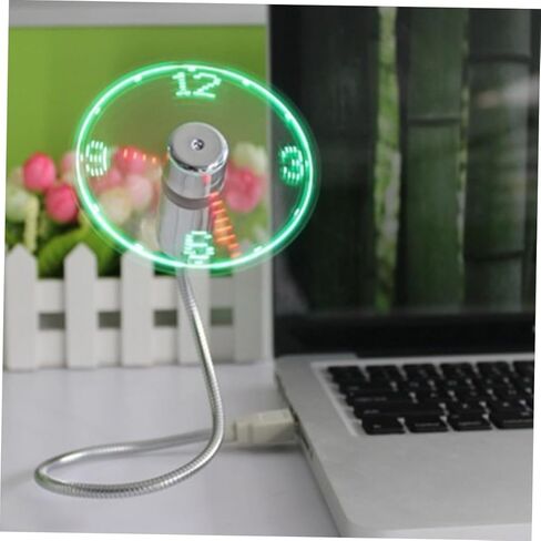 USB Mini LED Clock Fan with Real-time Display, USB Powered Portable Cooling Fan for Laptop and Office Use in Saudi Arabia