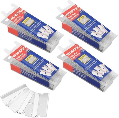 WORKPRO 100-Pack شفرات حلاقة ذات حافة واحدة، شفرات حلاقة مكشطة صناعية، شفرات حلاقة ذات حافة واحدة من الفولاذ عالي الكربون in Kuwait