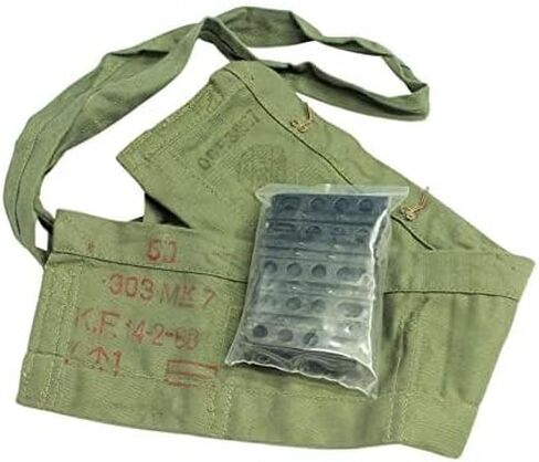 مشابك متجرد، 5 rd، Enfield 303 SMLE - إصدار الجيش الأسترالي الأصلي - 10 عبوات كاملة مع القطن الأصلي 50rd Bandolier - حالة مخزون قديم جديد in Kuwait