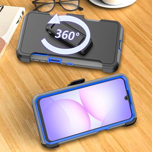 Phone Case for Samsung Galaxy A17 2025 case,Heavy Duty Hard Shockproof Armor Protector Case Cover with Belt Clip Holster for Samsung A17 2025 Phone Case (Grey+Blue) in Saudi Arabia