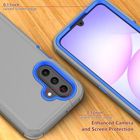 Phone Case for Samsung Galaxy A17 2025 case,Heavy Duty Hard Shockproof Armor Protector Case Cover with Belt Clip Holster for Samsung A17 2025 Phone Case (Grey+Blue) in Saudi Arabia
