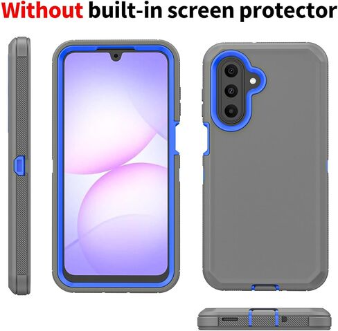 Phone Case for Samsung Galaxy A17 2025 case,Heavy Duty Hard Shockproof Armor Protector Case Cover with Belt Clip Holster for Samsung A17 2025 Phone Case (Grey+Blue) in Saudi Arabia