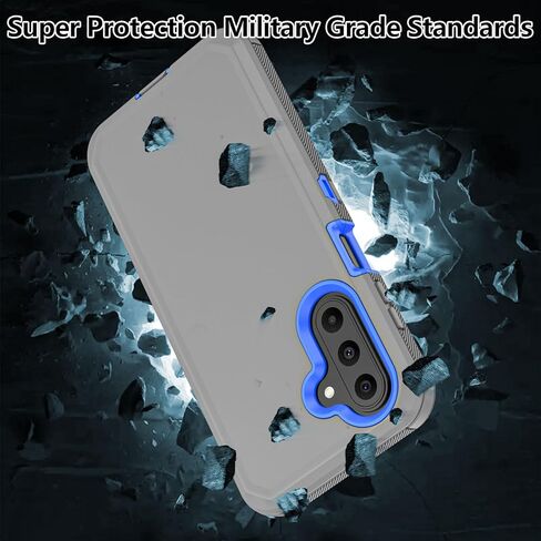 Phone Case for Samsung Galaxy A17 2025 case,Heavy Duty Hard Shockproof Armor Protector Case Cover with Belt Clip Holster for Samsung A17 2025 Phone Case (Grey+Blue) in Saudi Arabia
