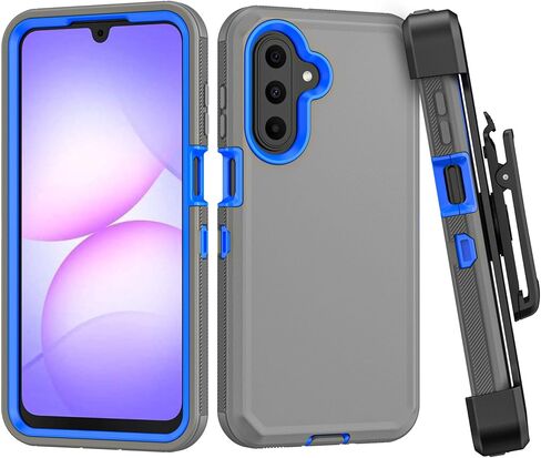 Phone Case for Samsung Galaxy A17 2025 case,Heavy Duty Hard Shockproof Armor Protector Case Cover with Belt Clip Holster for Samsung A17 2025 Phone Case (Grey+Blue) in Saudi Arabia