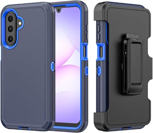 Phone Case for Samsung Galaxy A17 2025 case,Heavy Duty Hard Shockproof Armor Protector Case Cover with Belt Clip Holster for Samsung A17 2025 Phone Case (Grey+Blue) in Saudi Arabia