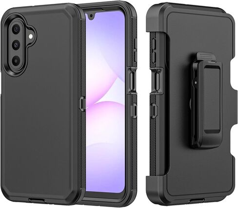 Phone Case for Samsung Galaxy A17 2025 case,Heavy Duty Hard Shockproof Armor Protector Case Cover with Belt Clip Holster for Samsung A17 2025 Phone Case (Grey+Blue) in Saudi Arabia
