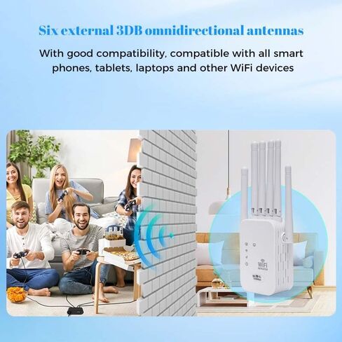 WiFi Range Extender & Signal Booster – Dual Band Wireless Repeater with Ethernet Port, Extends Coverage Up to 1200 Sq Ft, Fast Setup for Home & Office in Kuwait