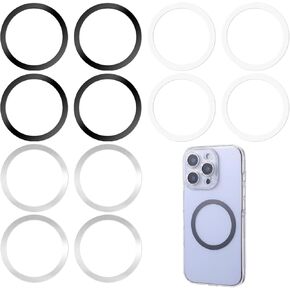 TIESOME Universal Metal Rings Compatible, Magnetic Ring for Phone Cases & Wireless Charging(4 Black,4 White & 4 Silver) in Saudi Arabia