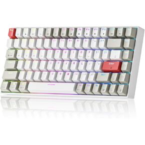 لوحة مفاتيح ميكانيكية لاسلكية Newmen GM840، سلكية/بلوتوث/2.4G 75% مدمجة بإضاءة خلفية RGB وقابلة للتبديل السريع، لوحة مفاتيح صغيرة للألعاب USB C 84 مفتاحًا لأجهزة الكمبيوتر/الكمبيوتر المحمول/Win/Mac، مفاتيح G صفراء in Kuwait