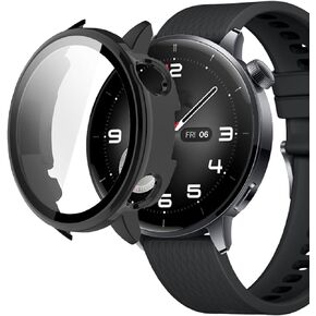 متوافق مع حافظة OnePlus Watch 3 مقاس 43 مم، حافظة Lamshaw صلبة من البولي كربونات مع واقي شاشة من الزجاج المقوى متوافق مع OnePlus Watch 3 43 (أسود + شفاف، لـ 1 + Watch 3 43 مم) in Kuwait