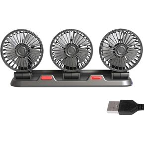 Car Fan 360 Degree Adjustable 3 Head Air Automotive Electric USB 5V/12V/24V 2 Speeds Silent for USB Fans Portable Flexible in Saudi Arabia