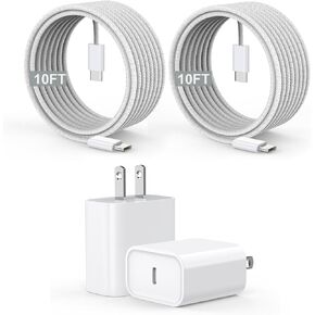 [Apple MFi Certified] 10FT iPhone 17/16 Charger Fast Charging,2Pack 20W USB-C Adapters 10Foot Long Super Charging Woven Cable for Apple iPhone 17/17 Pro Max/Air/16/16e/16 ProMax/15/15 Pro/iPad Pro/Air in Saudi Arabia
