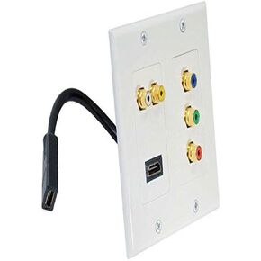Pyle Home PHDK1 Dual HDMI + 2 RCA + 3 RCA Wall Plate with Pigtail Back Plug for Easy Installation in Kuwait