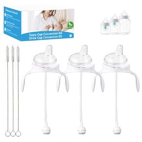 Straw Cup Conversion Kit for Philips Avent Anti-Colic Baby Bottles,Toddler Transition Kit with 3 Soft Straw Nipple,3Pack Bottle Handles,3 Pack Weighted Straw,3 Pack Cleaning Brush (Model 2) in Kuwait