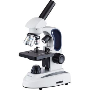 مجهر أحادي مركب AmScope M149C-2L، عدسات WF10x وWF25x، تكبير 40x-1000x، إضاءة LED العلوية والسفلية، Brightfield، مكثف أحادي العدسة، مرحلة عادية، 110 فولت أو يعمل بالبطارية، إطار معدني عالي التحمل in Saudi Arabia