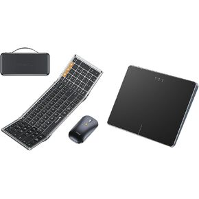ProtoArc XKM01 Foldable Keyboard and Mouse Black Gray and T1 Plus Bluetooth Trackpad for Windows 10/11 Black Gray in Kuwait