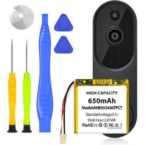 AHB553436TPCT Battery, New Upgraded (650mAh) High Capacity Replacement Battery Compatible with ADT DBC835, DBC835-V2 Wireless HD Doorbell Camera in Kuwait
