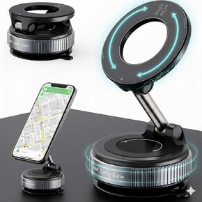 Foldable Magnetic Car Phone Mount with Suction Cup – 360° Rotatable MagSafe-Compatible Holder, Pocket-Sized Dashboard & Windshield Mount for iPhone 17 Pro Max 16 15 14 13 12 Series in Saudi Arabia