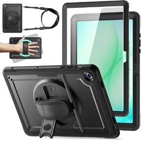 Case for Samsung Galaxy Tab A11 Plus/A9 Plus, Galaxy Tab A11+/A9+ 11 Inch 2025/2023 with Screen Protector, 360 Rotating Hand Strap&Stand, Shoulder Strap, Pencil Holder, Black in Saudi Arabia